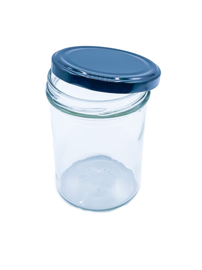 435ml Glass Food Jars with Black Lids Perfect for Preserving Honey, Jam, Chutney, Nuts, Pickles- 12 Pack