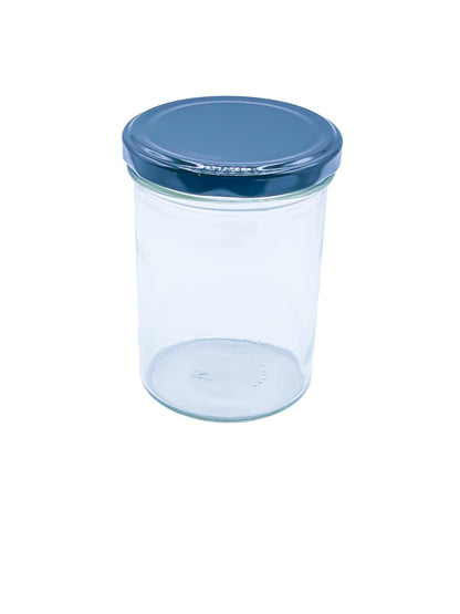 435ml Glass Food Jars with Black Lids Perfect for Preserving Honey, Jam, Chutney, Nuts, Pickles- 12 Pack
