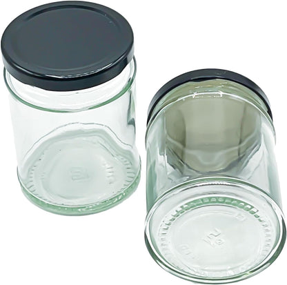 250ml Glass Jars with Twist-off heat-sealable Lids Black - 24 Pack