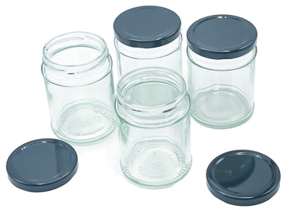 250ml Glass Jars with Twist-off heat-sealable Lids Black- 6 Pack