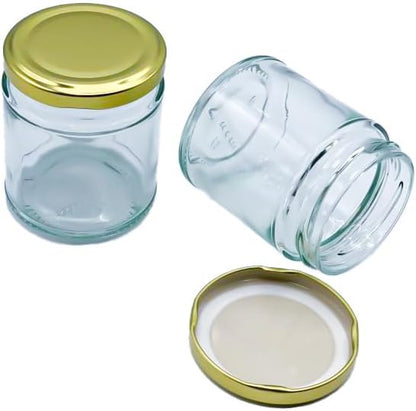 Airtight 190ml Round Small Glass Jars with Gold Lids - 6 Pack