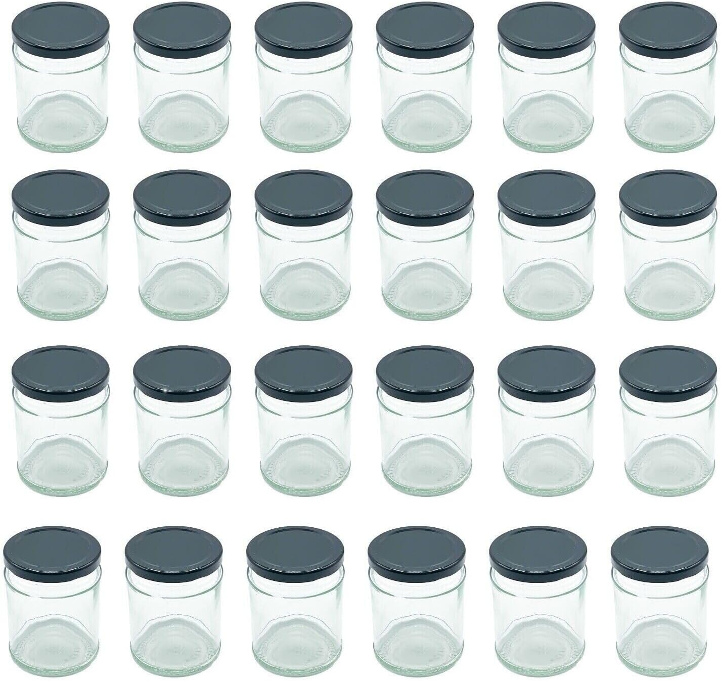 500ml Glass Jars Preserving Food Jars with Twist off Locking Black Lids - 24 Pack