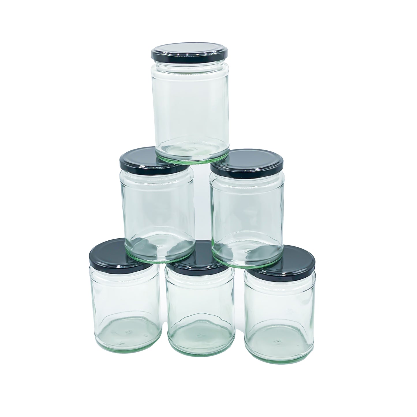 500ml Glass Jars Preserving Food Jars with Twist off Locking Black Lids - 6 Pack