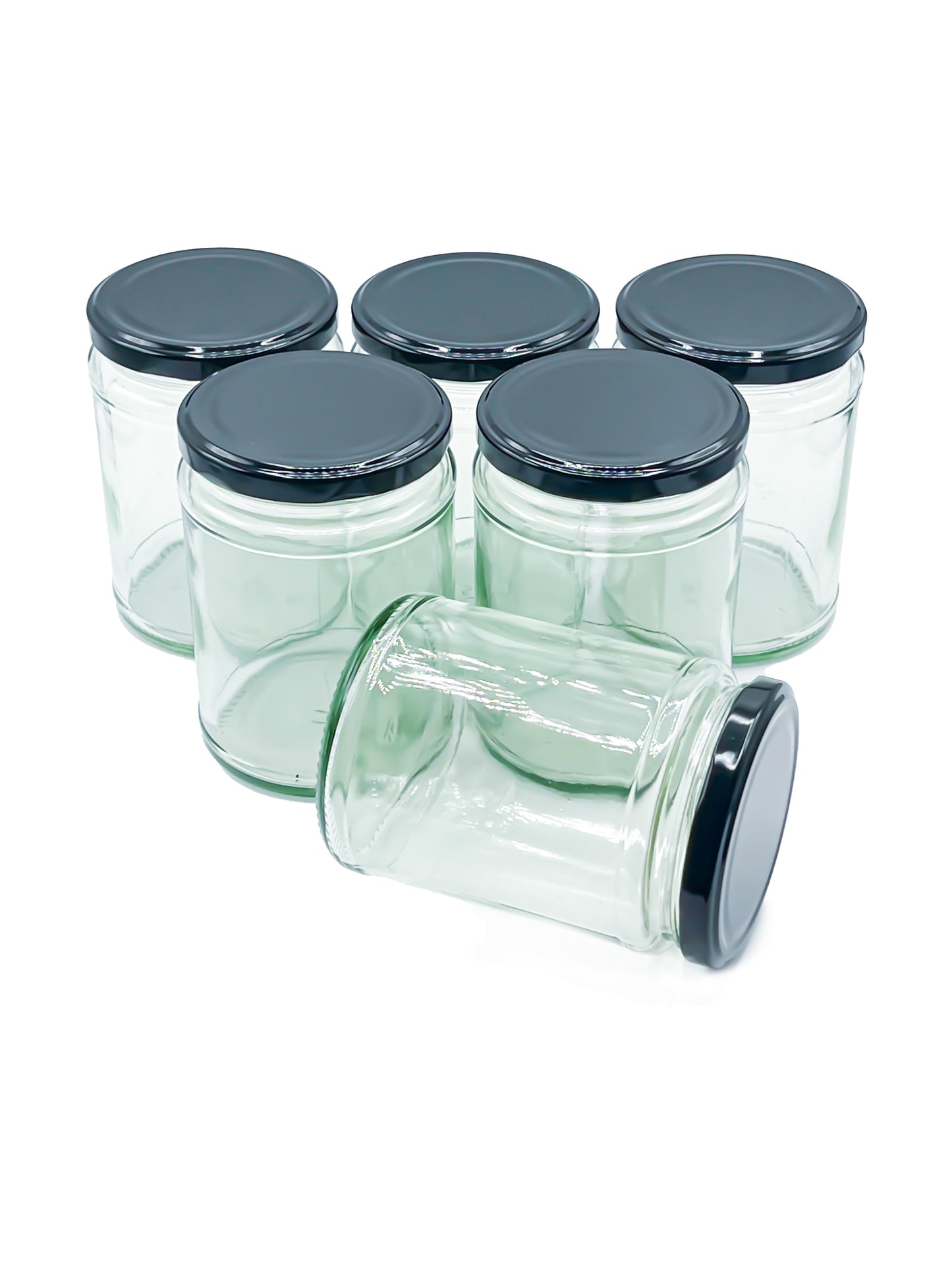 500ml Glass Jars Preserving Food Jars with Twist off Locking Black Lids - 12 Pack