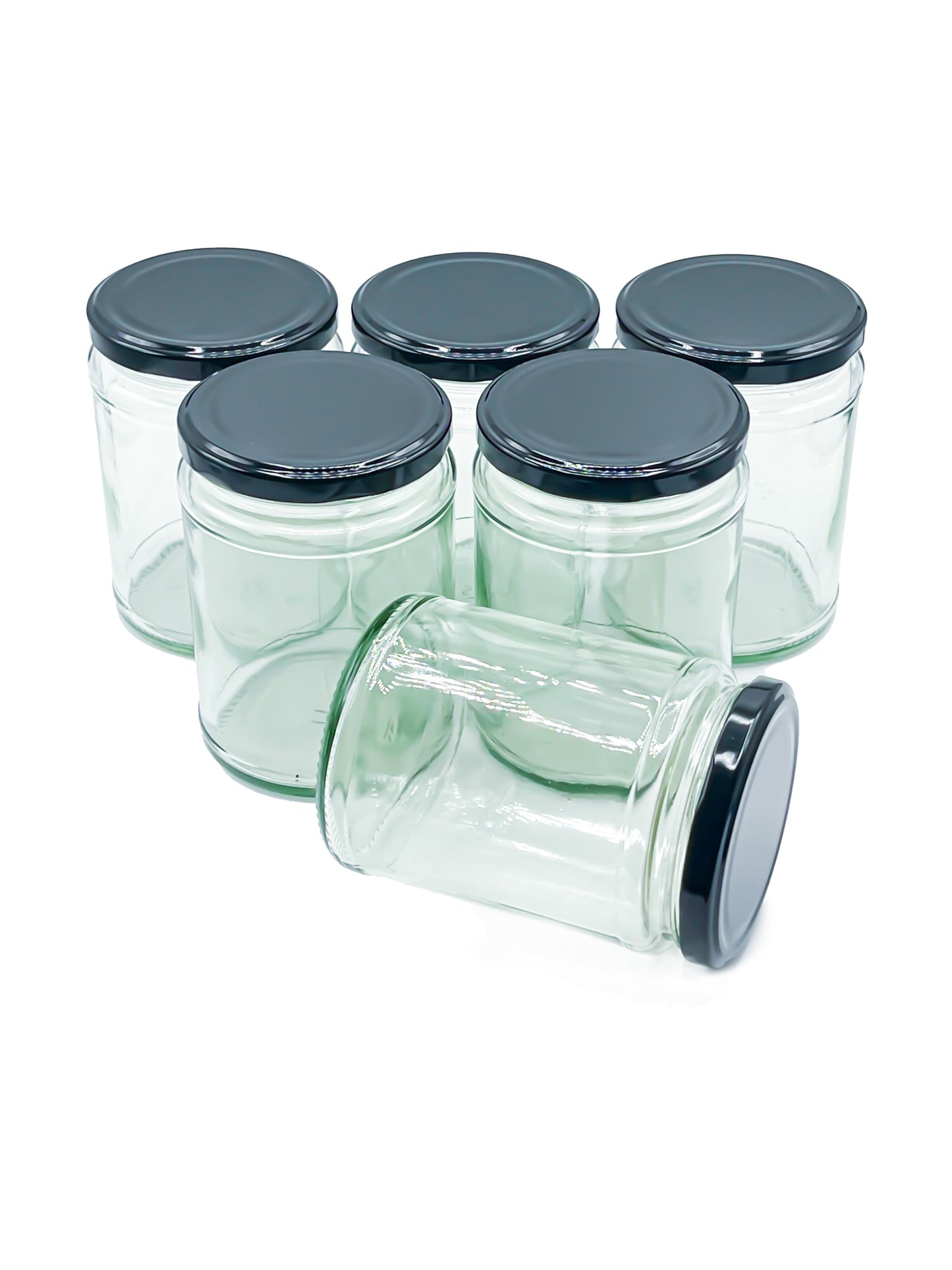 500ml Glass Jars Preserving Food Jars with Twist off Locking Black Lids - 24 Pack