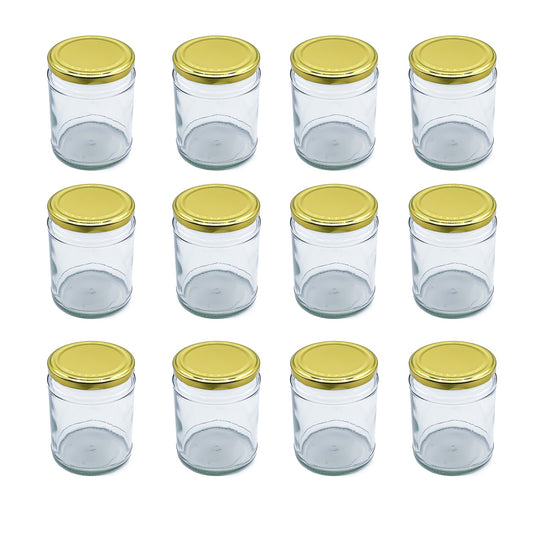 500ml Glass Jars Preserving Food Jars with Twist off Locking Gold Lids - 12 Pack
