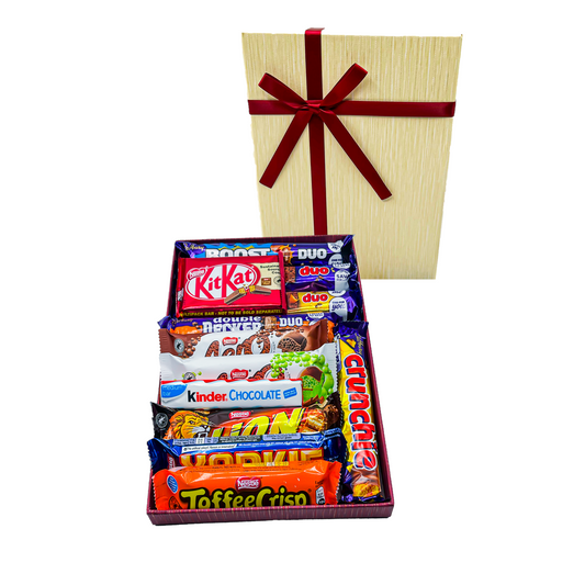 Chocolate Gift Hamper (Cream ) with a Mix of Kinder Bar, Cadbury and Nestle Chocolate Bars - 12 Chocolates