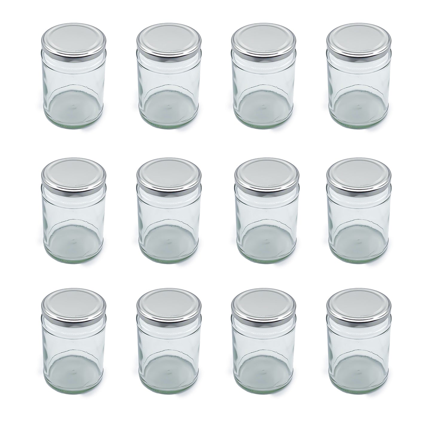 500ml Glass Jars Preserving Food Jars with Twist off Locking Silver Lids - 12 Pack