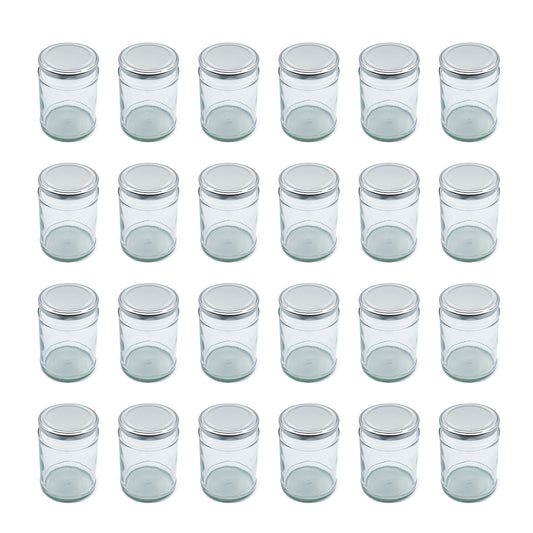 500ml Glass Jars Preserving Food Jars with Twist off Locking Silver Lids - 24 Pack