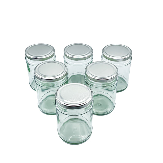 500ml Glass Jars Preserving Food Jars with Twist off Locking Silver Lids - 6 Pack