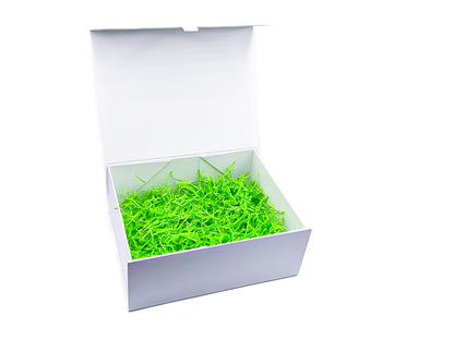 Luxury White Magnetic Box 280 x 220x110 mm Deep snapshut box Ribbon Tab Comes with Shredded Paper.